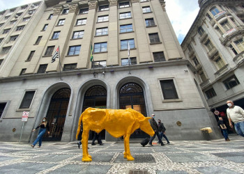 'Vaca magra' é retirada da Bolsa de Valores, no Centro de SP, para não ser apreendida pela PM